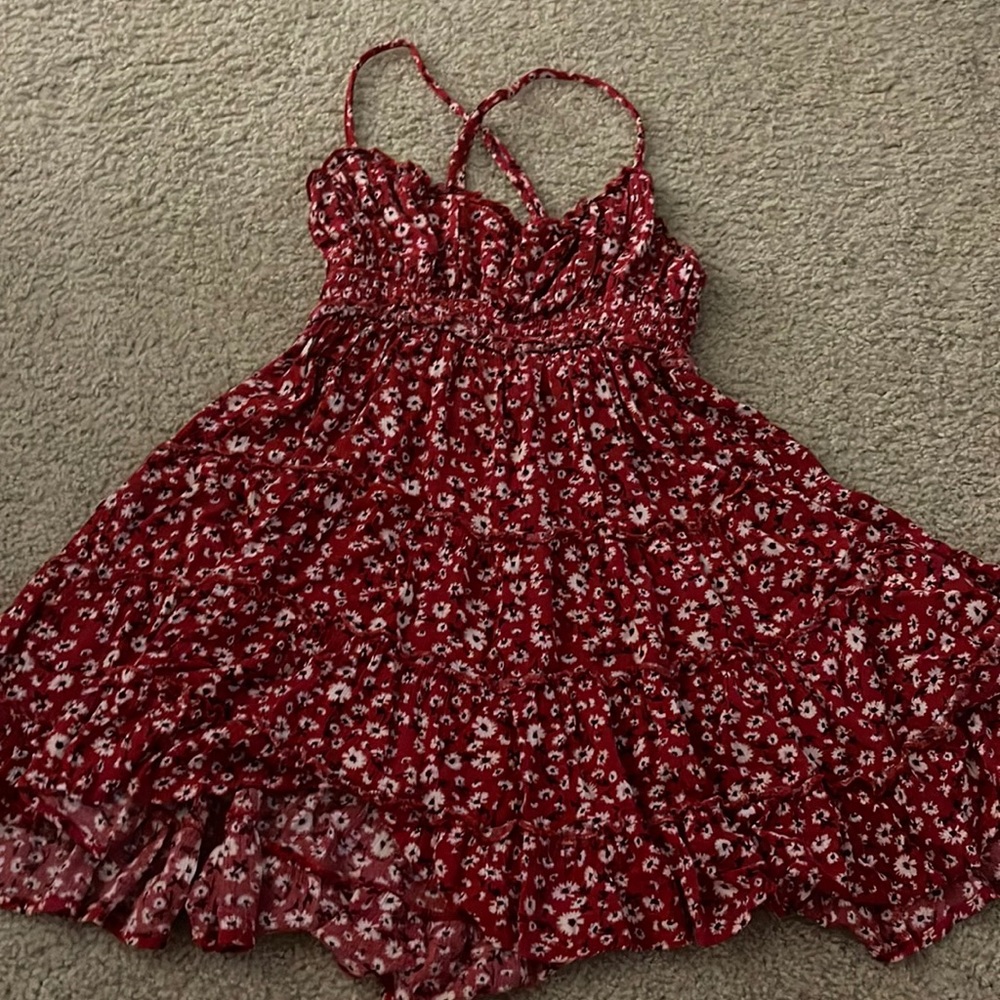 red flower dress